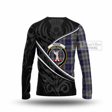 Napier Tartan Family Crest Long Sleeve T-Shirt Celtic Scottish Thistle Floral - Tartan Vibes Clothing