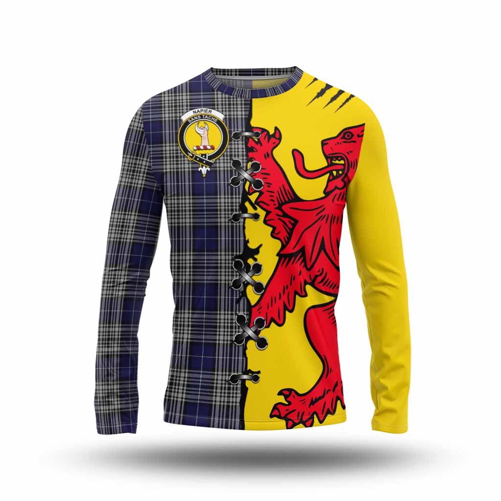 Napier Tartan Family Crest Long Sleeve T-Shirt Lion Rampant Honor - Tartan Vibes Clothing