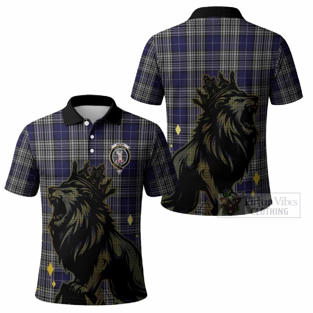 Napier Tartan Family Crest Polo Shirt Crowned Lion Roaring