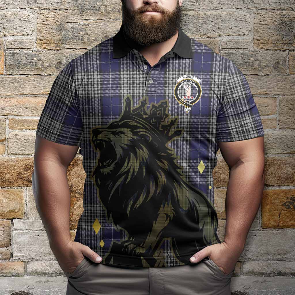 Napier Tartan Family Crest Polo Shirt Crowned Lion Roaring