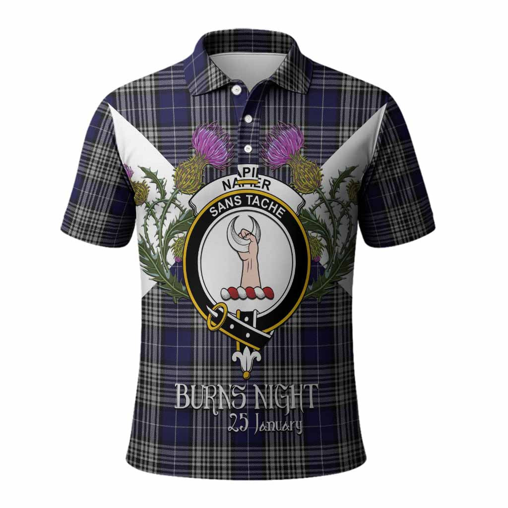 Napier Tartan Family Crest Polo Shirt Scottish Burns Night Thistle Floral