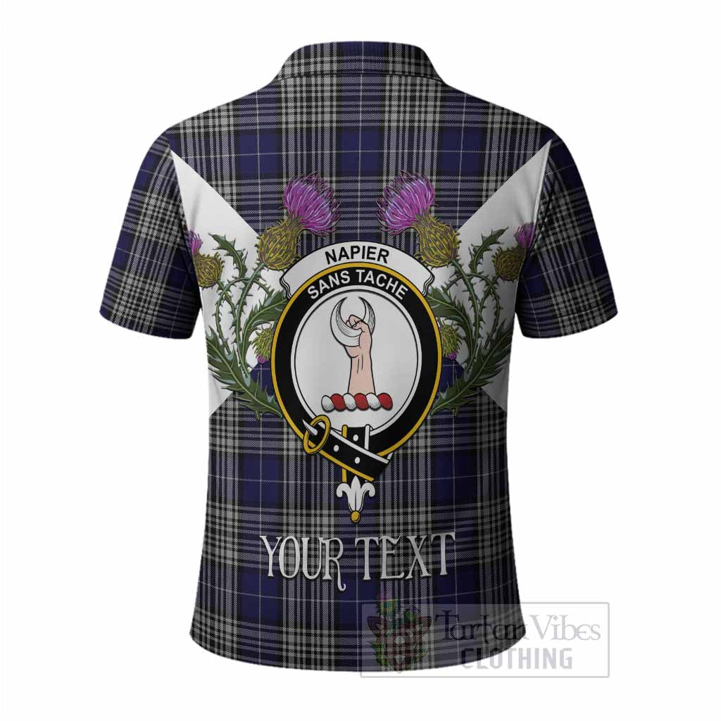 Napier Tartan Family Crest Polo Shirt Scottish Burns Night Thistle Floral