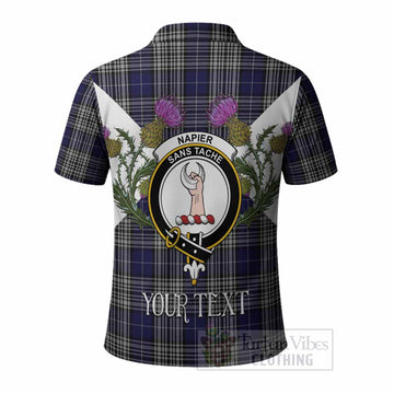 Napier Tartan Family Crest Polo Shirt Scottish Burns Night Thistle Floral