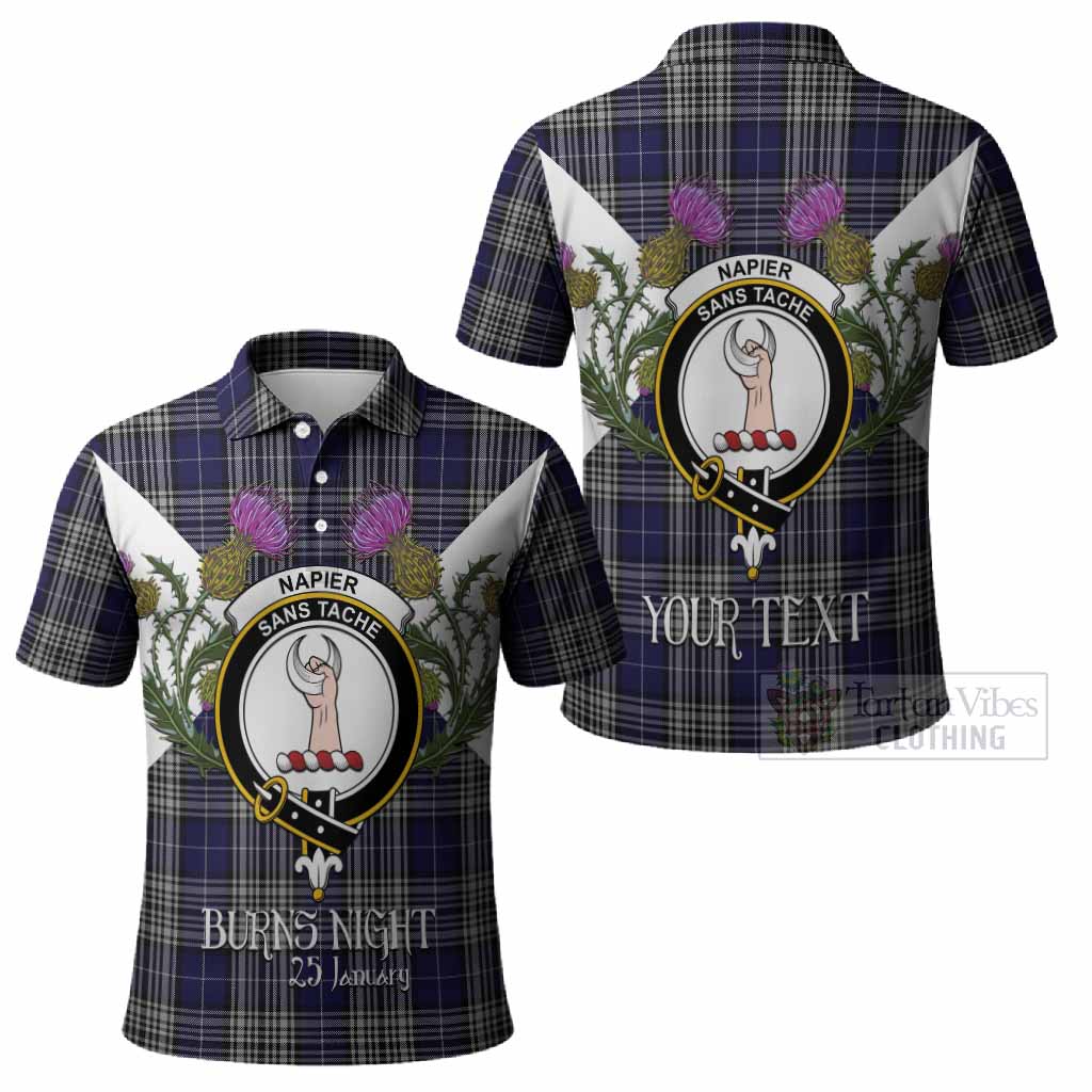 Napier Tartan Family Crest Polo Shirt Scottish Burns Night Thistle Floral
