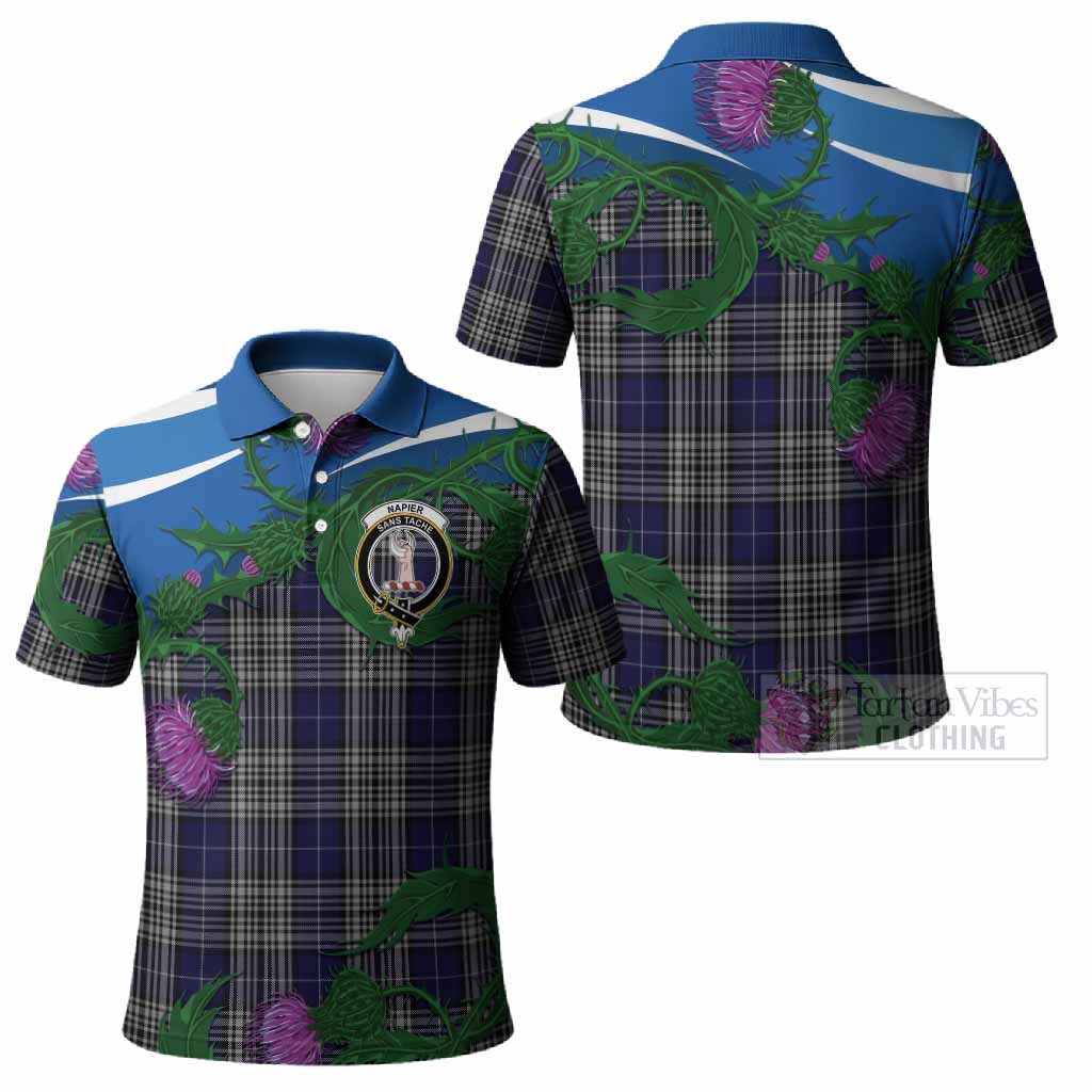 Napier Tartan Family Crest Polo Shirt Thistle in Minimalism