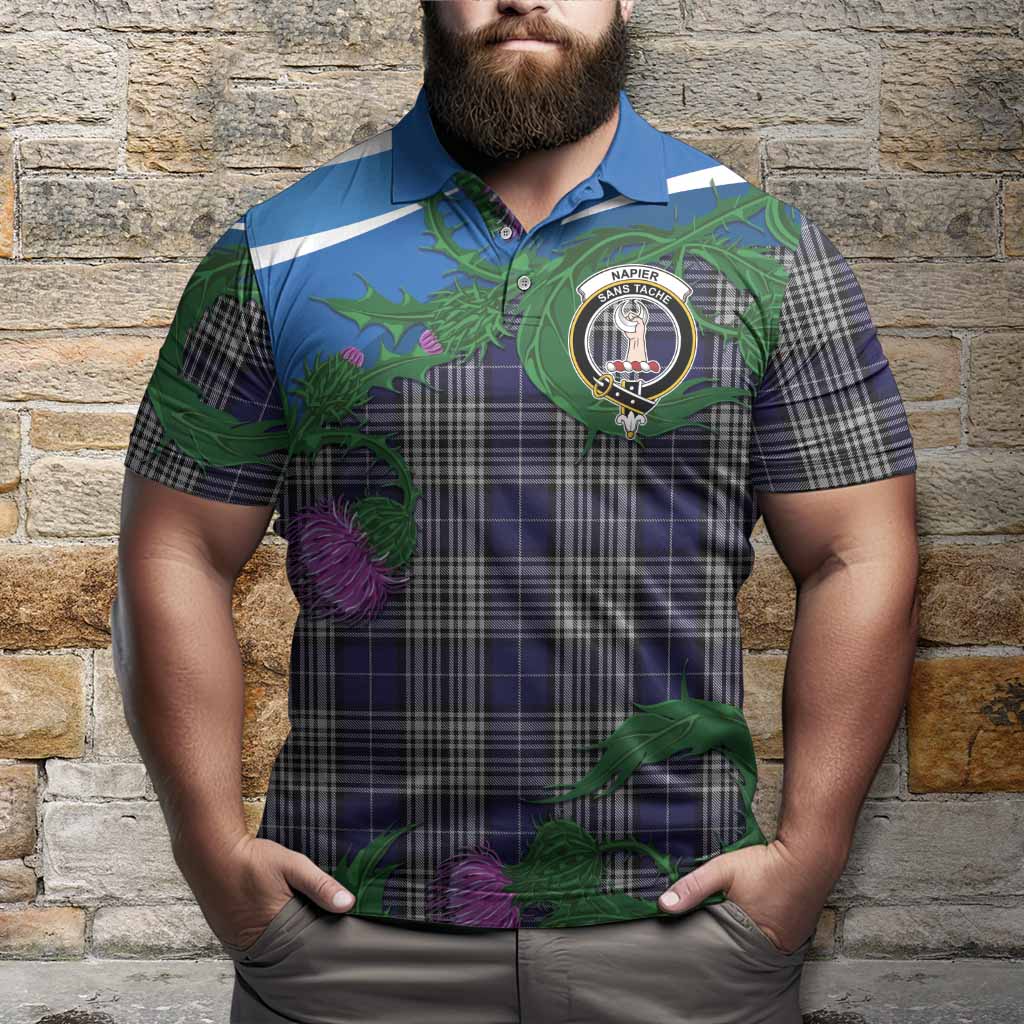 Napier Tartan Family Crest Polo Shirt Thistle in Minimalism