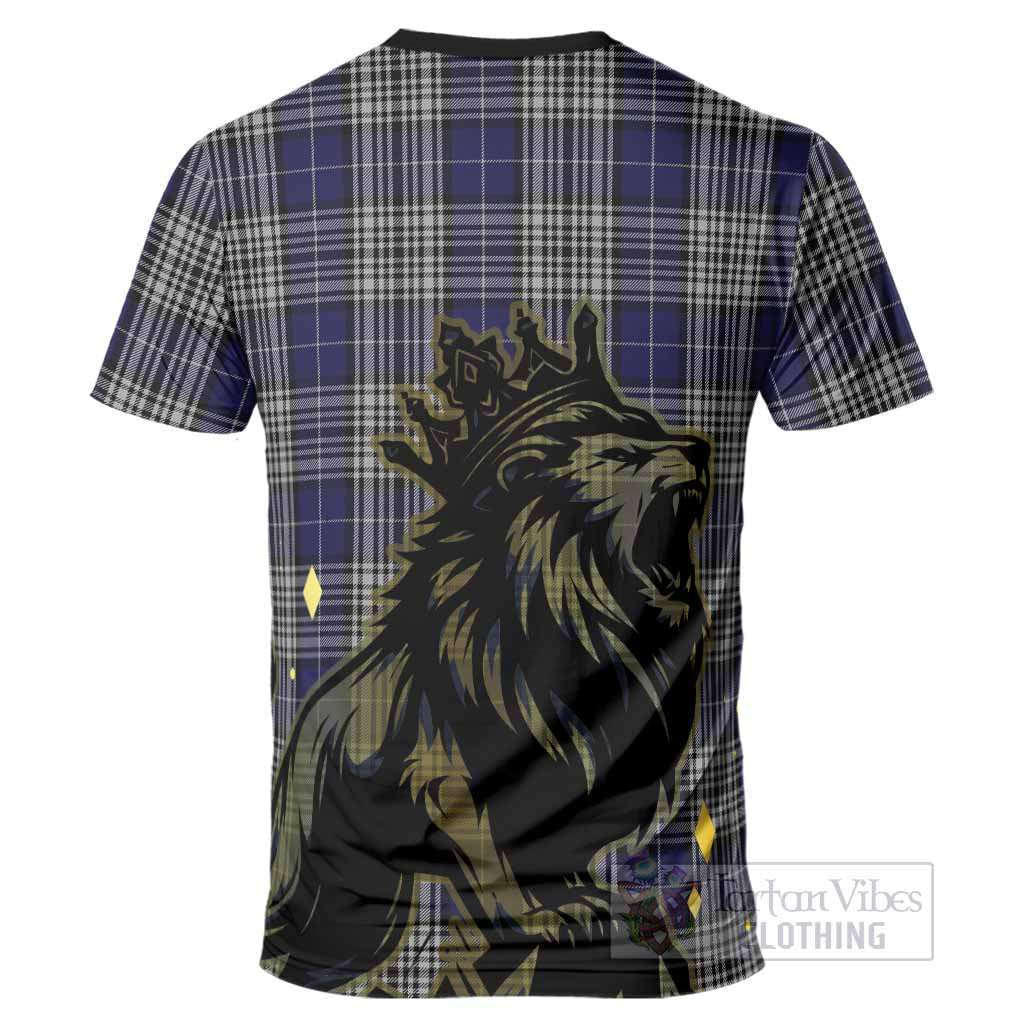 Napier Tartan Family Crest T-Shirt Crowned Lion Roaring
