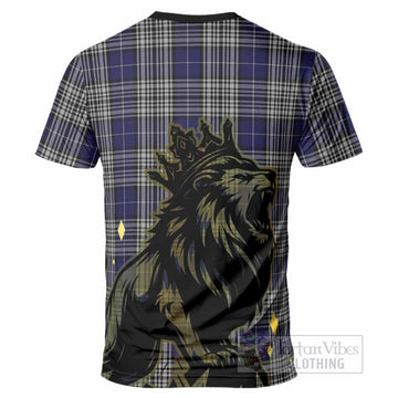 Napier Tartan Family Crest T-Shirt Crowned Lion Roaring