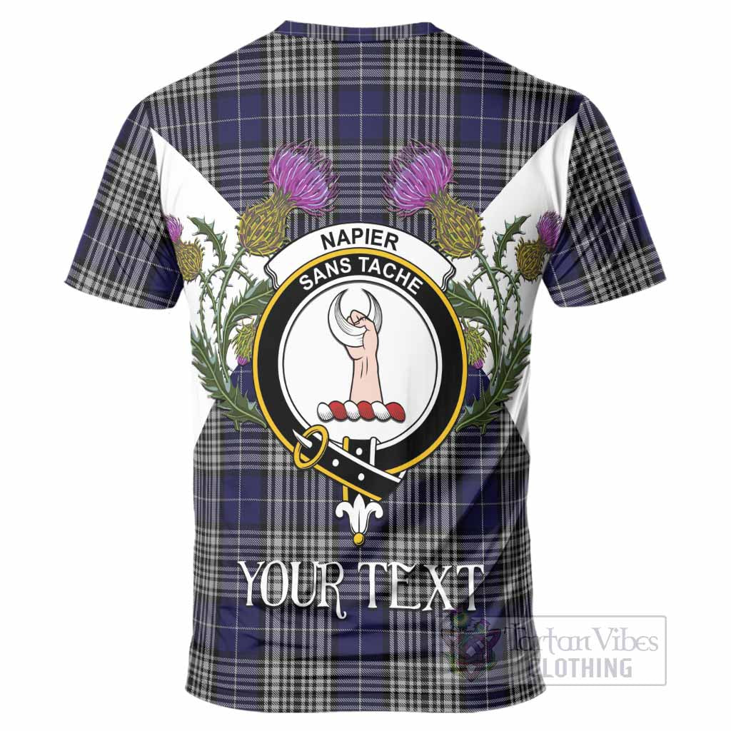 Napier Tartan Family Crest T-Shirt Scottish Burns Night Thistle Floral