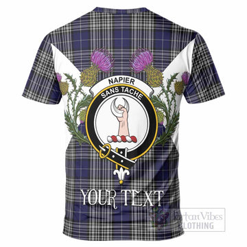 Napier Tartan Family Crest T-Shirt Scottish Burns Night Thistle Floral