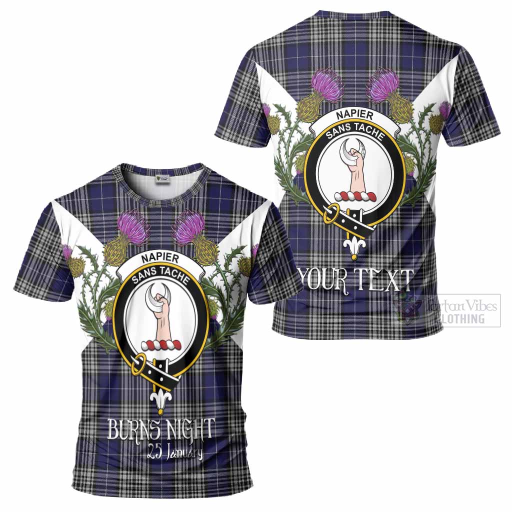 Napier Tartan Family Crest T-Shirt Scottish Burns Night Thistle Floral