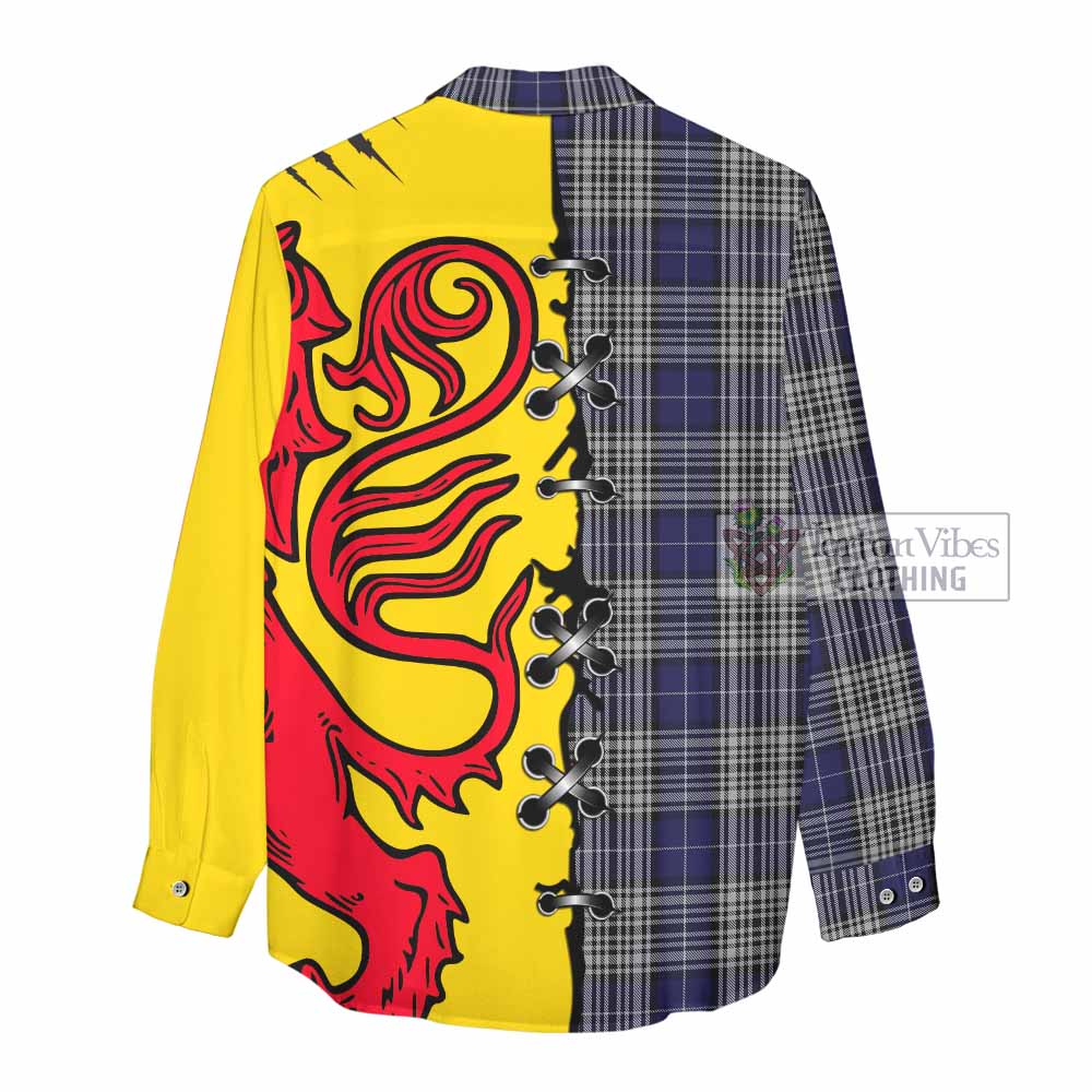 Napier Tartan Family Crest Women Casual Shirt Lion Rampant Honor - Tartan Vibes Clothing