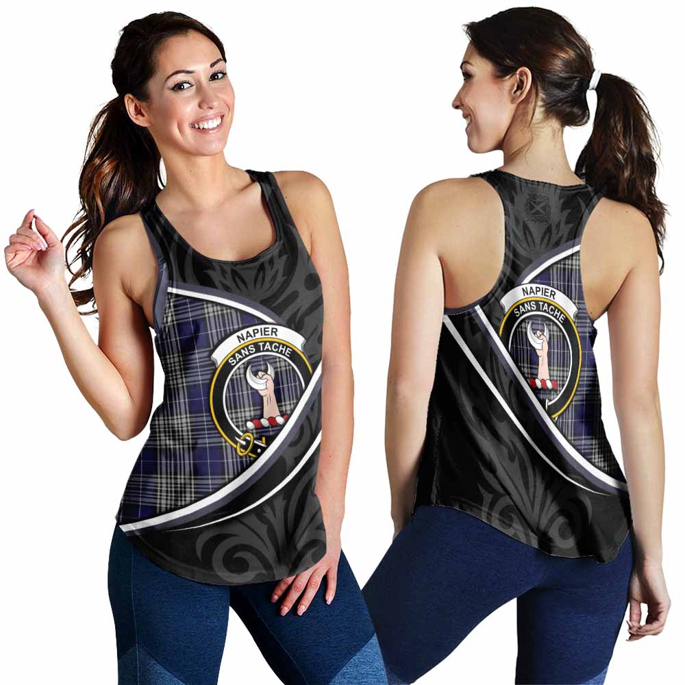 Napier Tartan Family Crest Women Racerback Tanks Celtic Scottish Thistle Floral - Tartan Vibes Clothing