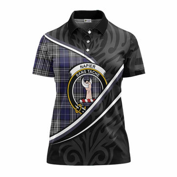 Napier Tartan Family Crest Women's Polo Shirt Celtic Scottish Thistle Floral
