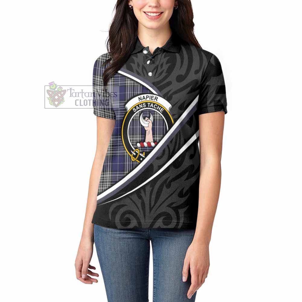 Napier Tartan Family Crest Women's Polo Shirt Celtic Scottish Thistle Floral - Tartan Vibes Clothing