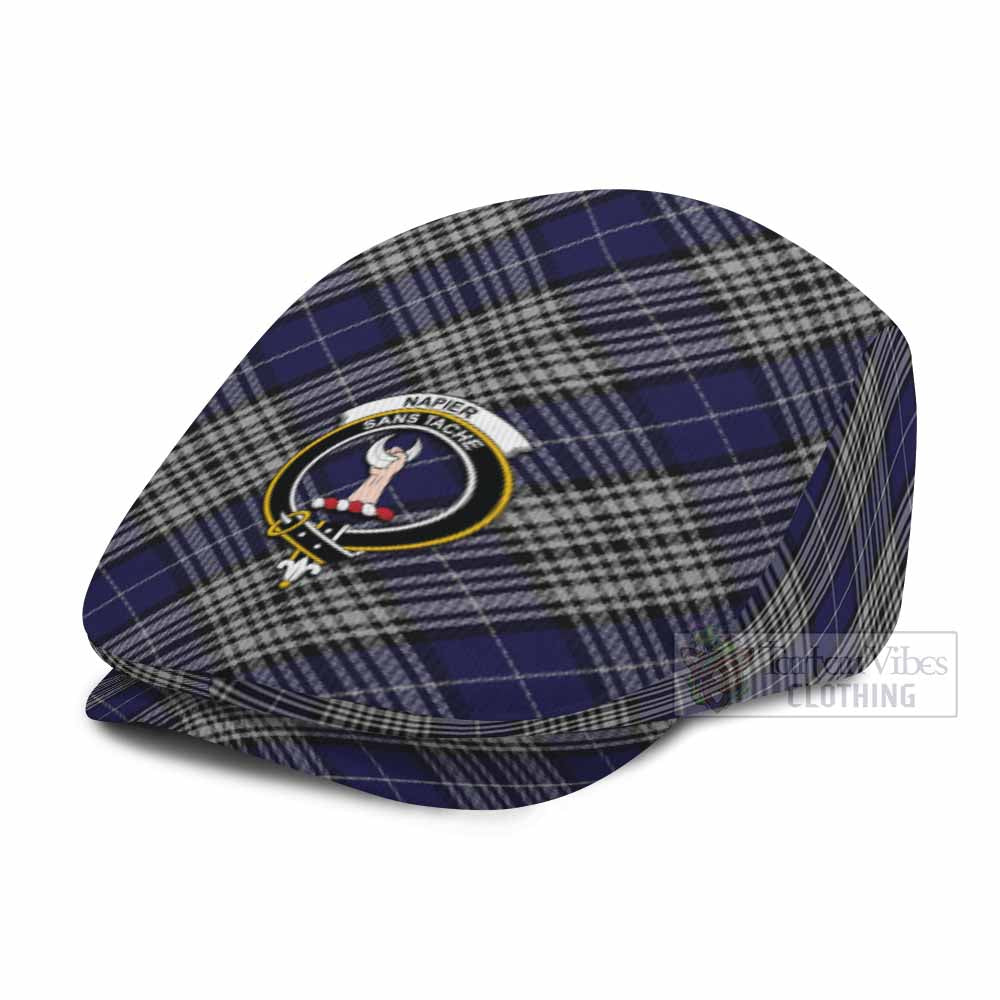 Napier Tartan Flat Cap, Jeff Cap Cross Style with Family Crest - Tartan Vibes Clothing