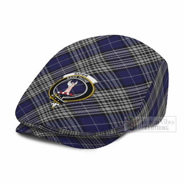 Napier Tartan Flat Cap, Jeff Cap Cross Style with Family Crest