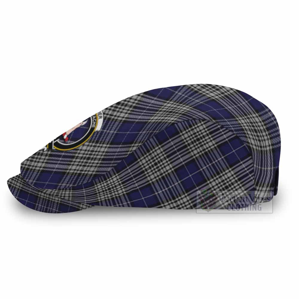 Napier Tartan Flat Cap, Jeff Cap Cross Style with Family Crest - Tartan Vibes Clothing