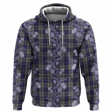 Napier Tartan Hoodie Seamless Scottish Thistle Flowers