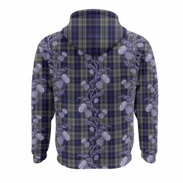 Napier Tartan Hoodie Seamless Scottish Thistle Flowers