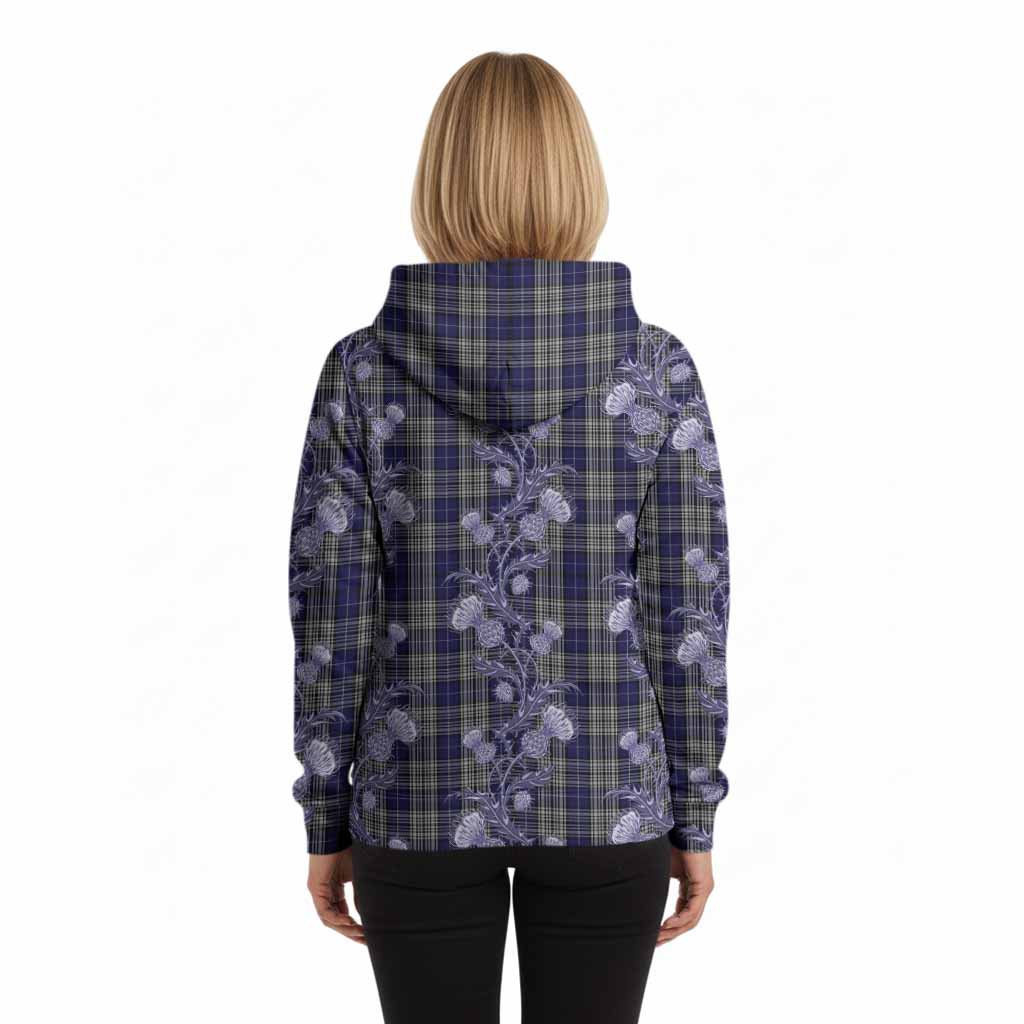 Napier Tartan Hoodie Seamless Scottish Thistle Flowers