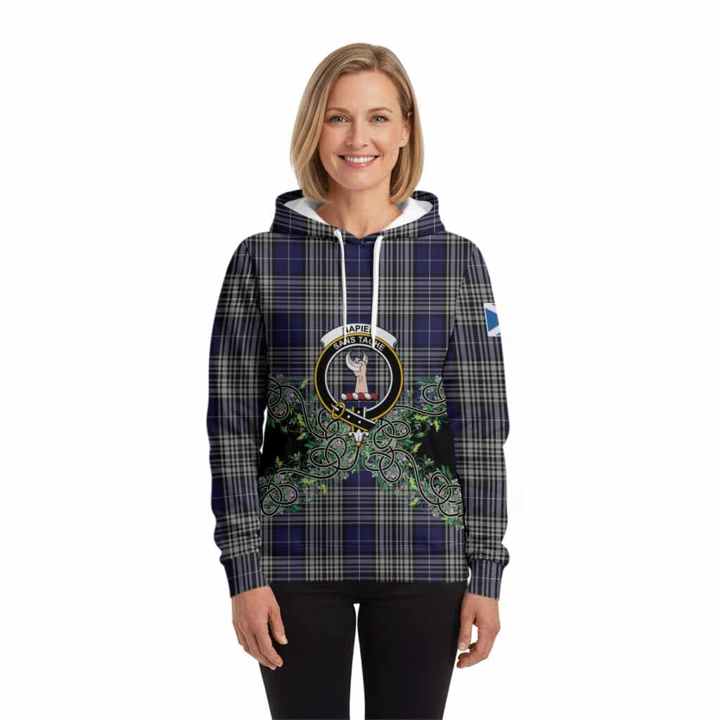 Napier Tartan Hoodie Thistle Scottish Spirit