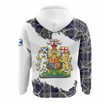 Napier Tartan Hoodie with Family Crest and Lion Rampant Grunge Style