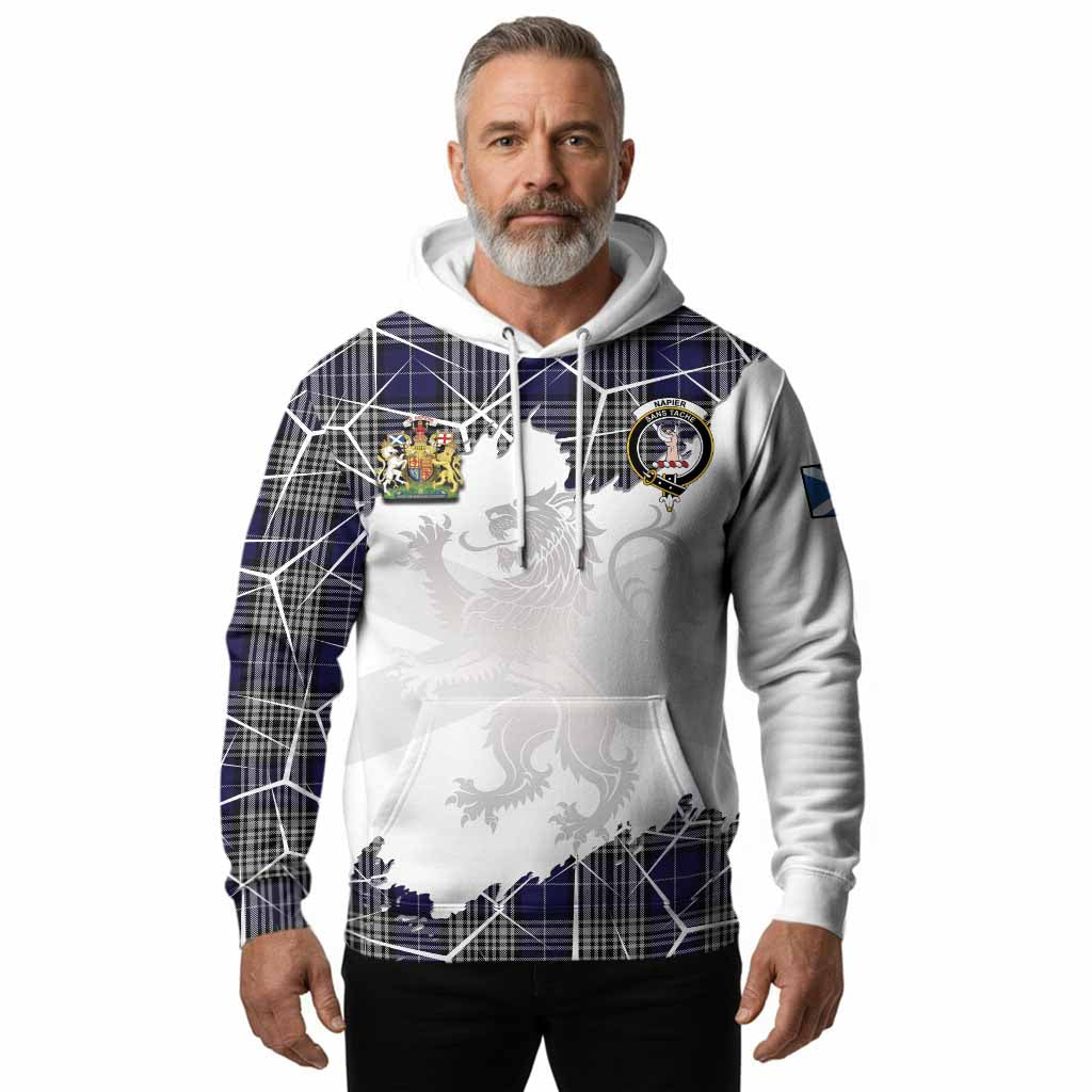 Napier Tartan Hoodie with Family Crest and Lion Rampant Grunge Style