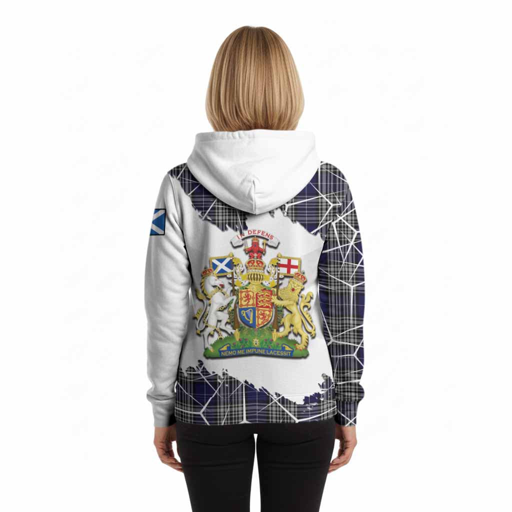 Napier Tartan Hoodie with Family Crest and Lion Rampant Grunge Style