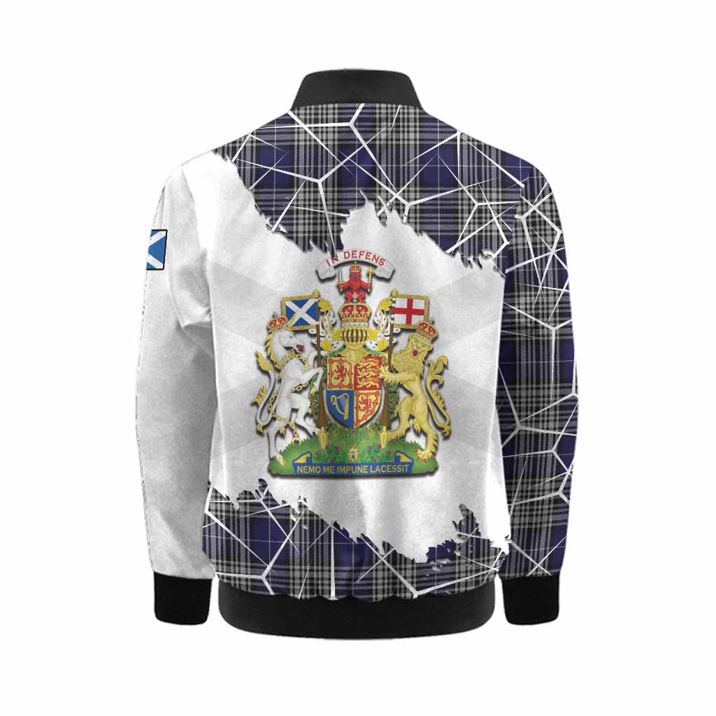 Napier Tartan Kid Bomber Jacket with Family Crest and Lion Rampant Grunge Style