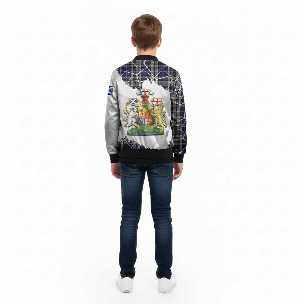 Napier Tartan Kid Bomber Jacket with Family Crest and Lion Rampant Grunge Style