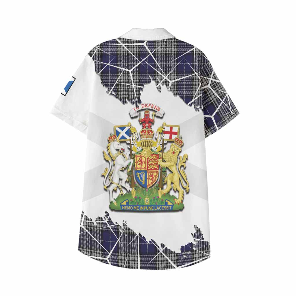 Napier Tartan Kid Hawaiian Shirt with Family Crest and Lion Rampant Grunge Style