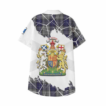Napier Tartan Kid Hawaiian Shirt with Family Crest and Lion Rampant Grunge Style