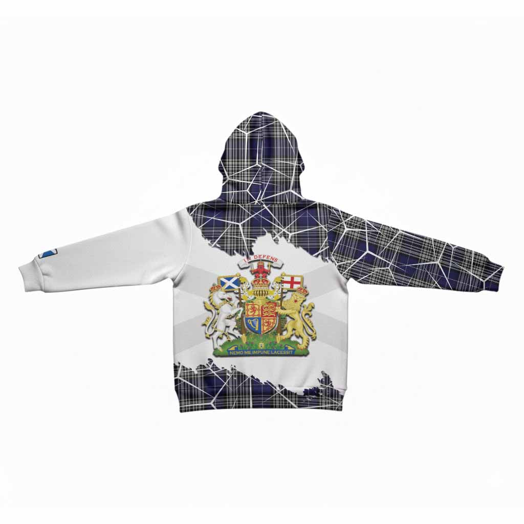 Napier Tartan Kid Hoodie with Family Crest and Lion Rampant Grunge Style