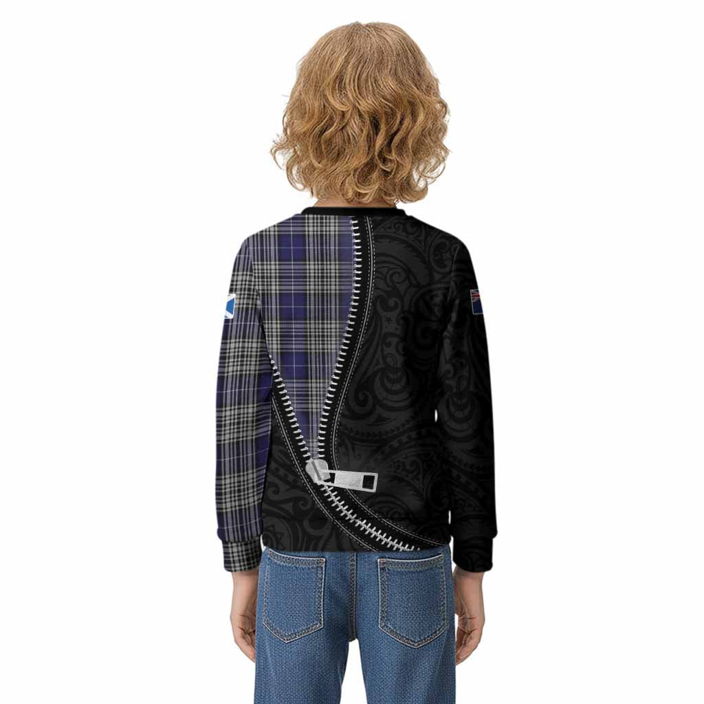 Napier Tartan Kid Knitted Sweatshirt New Zealand Pattern Unique Zipper Stylized