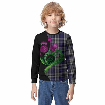 Napier Tartan Kid Knitted Sweatshirt Traditional Scottish Thistle