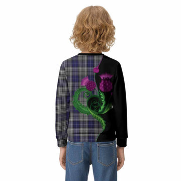 Napier Tartan Kid Knitted Sweatshirt Traditional Scottish Thistle