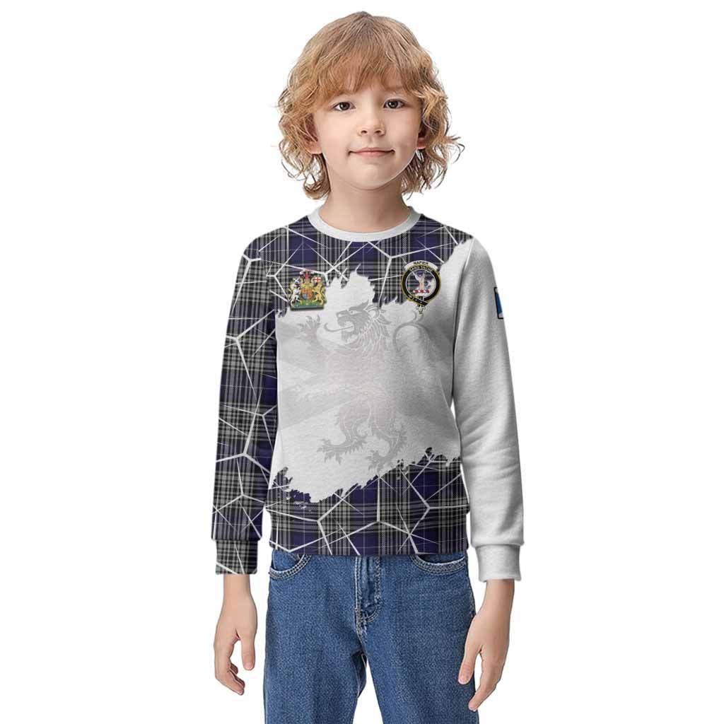 Napier Tartan Kid Knitted Sweatshirt with Family Crest and Lion Rampant Grunge Style