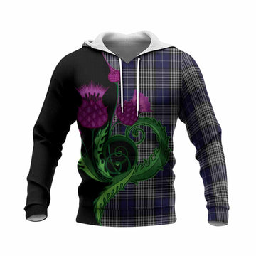 Napier Tartan Knitted Hoodie Traditional Scottish Thistle