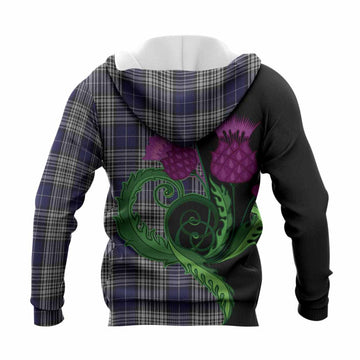 Napier Tartan Knitted Hoodie Traditional Scottish Thistle