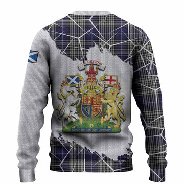 Napier Tartan Knitted Sweater with Family Crest and Lion Rampant Grunge Style