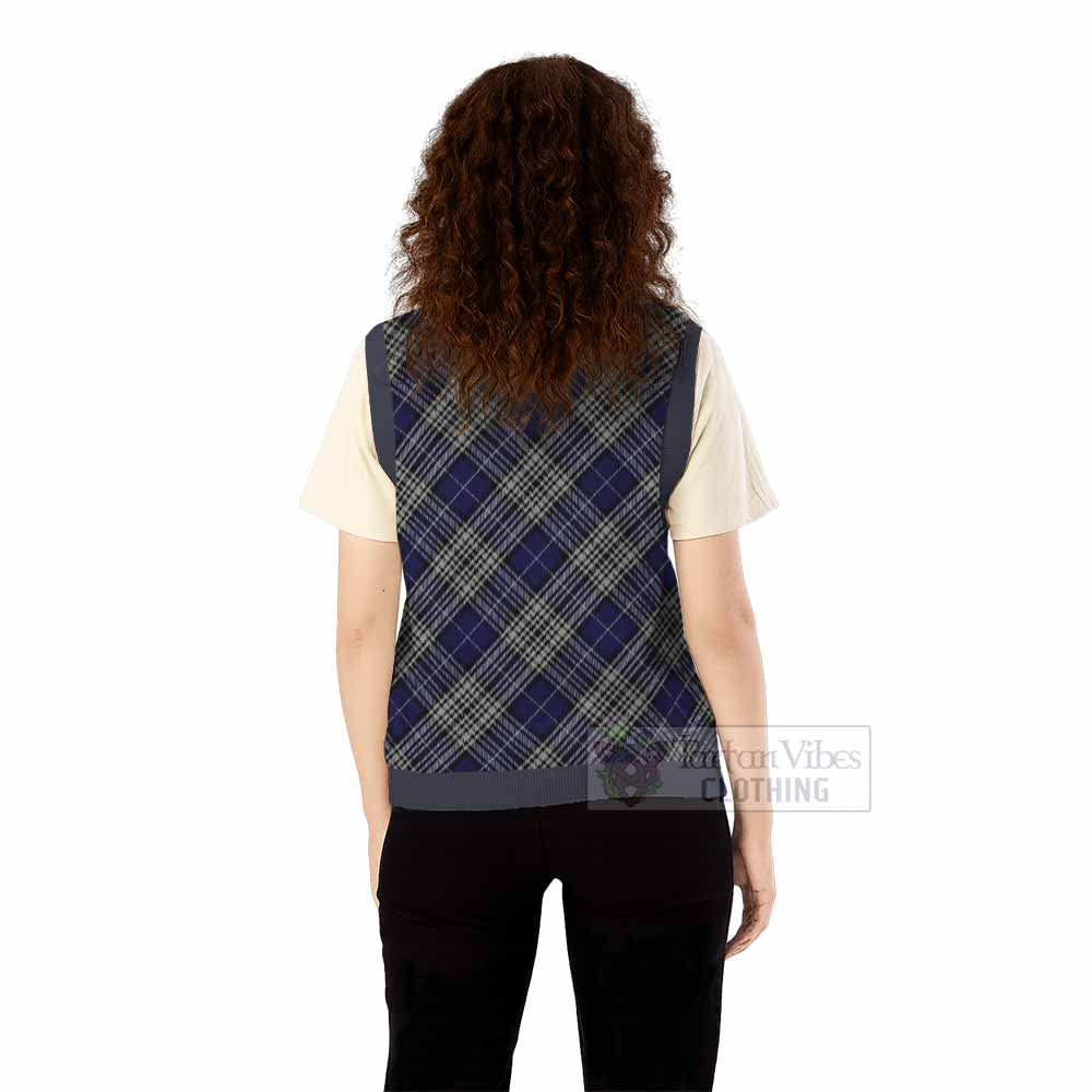 Napier Tartan Knitted V-Neck Vest with Family Crest Cross Style