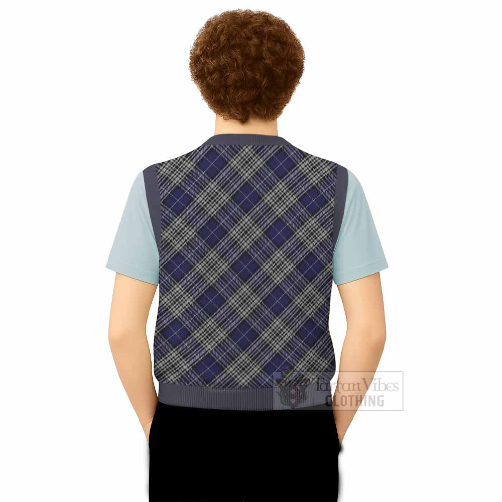 Napier Tartan Knitted V-Neck Vest with Family Crest Cross Style