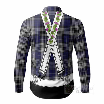 Napier Tartan Lederhosen Costume Long Sleeve Button Shirts Scotland Thistle Floral