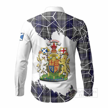 Napier Tartan Long Sleeve Button Shirts with Family Crest and Lion Rampant Grunge Style