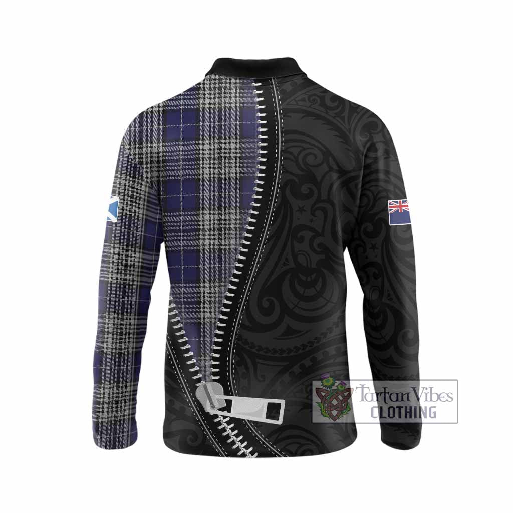 Napier Tartan Long Sleeve Polo Shirt New Zealand Pattern Unique Zipper Stylized