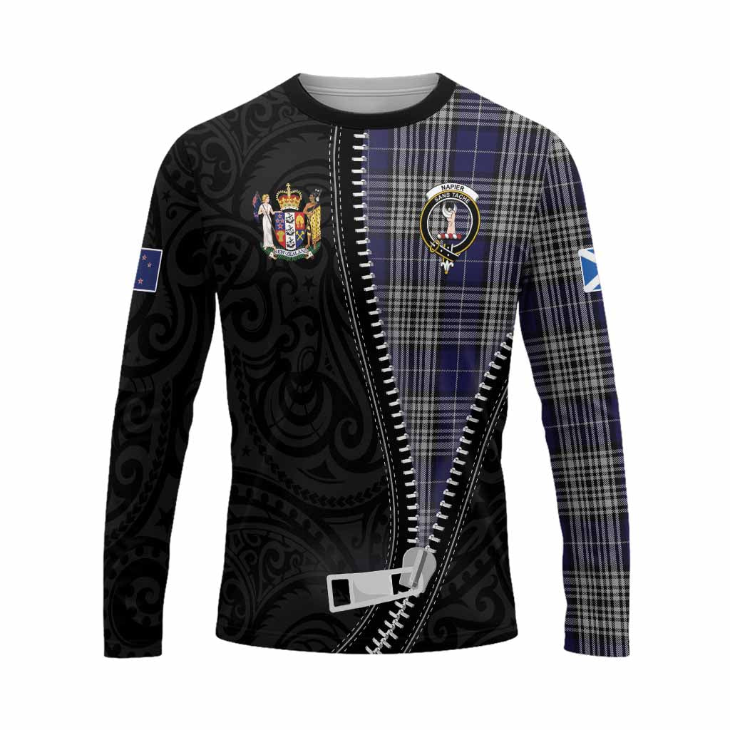 Napier Tartan Long Sleeve T-Shirt New Zealand Pattern Unique Zipper Stylized