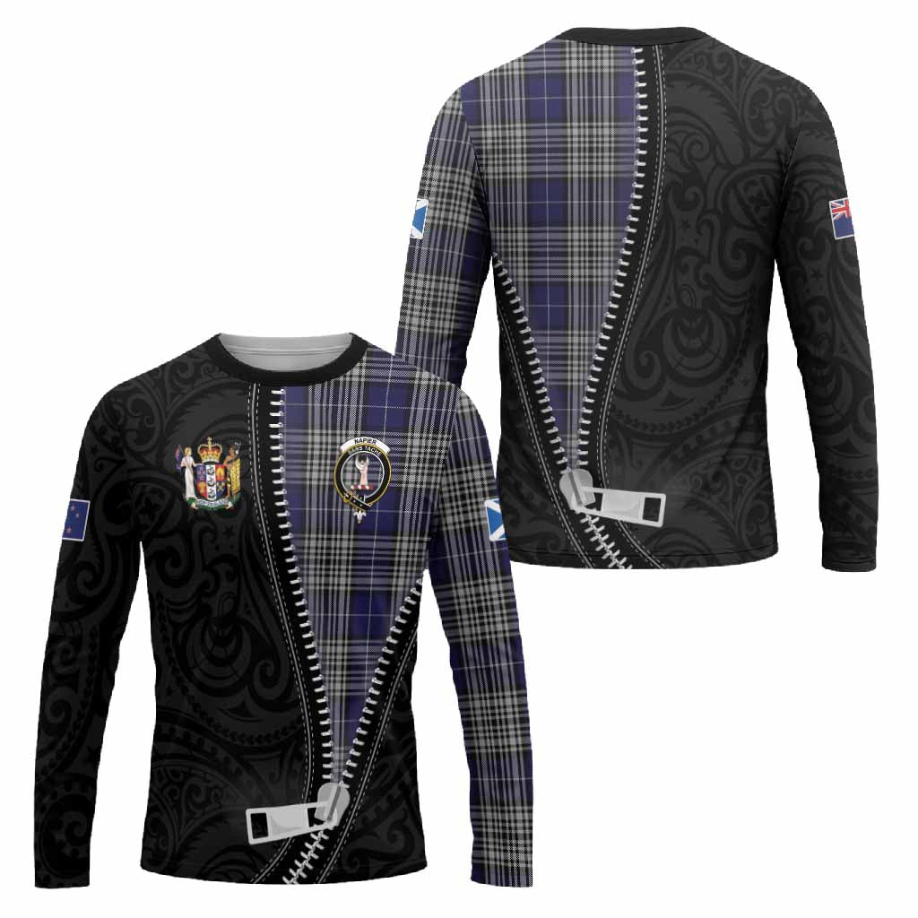 Napier Tartan Long Sleeve T-Shirt New Zealand Pattern Unique Zipper Stylized