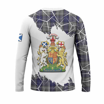 Napier Tartan Long Sleeve T-Shirt with Family Crest and Lion Rampant Grunge Style