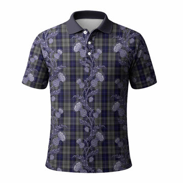 Napier Tartan Polo Shirt Seamless Scottish Thistle Flowers